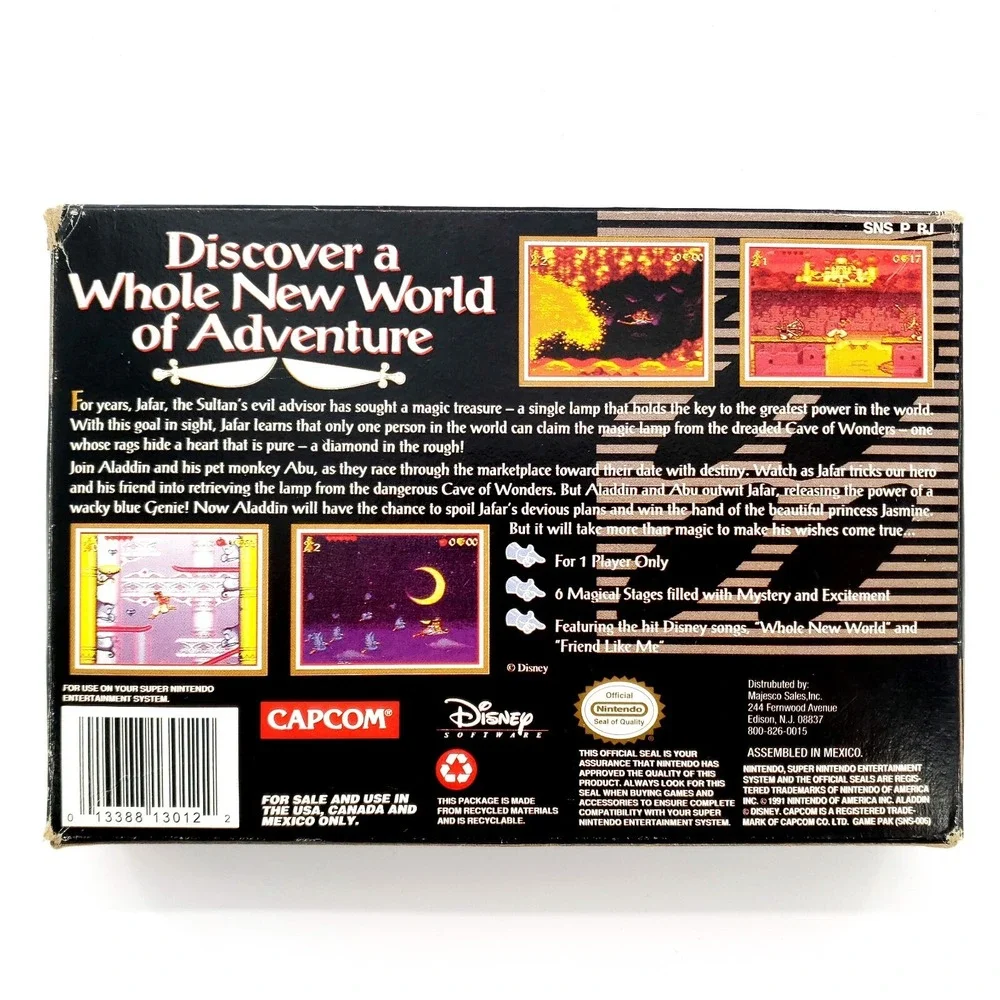 Disney's Aladdin (Super Nintendo Entertainment System) Authentic Complete Tested